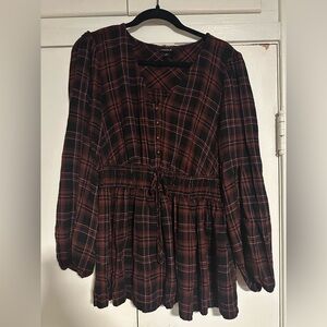 Torrid Plaid Peplum Blouse — Grunge / Cottagecore / Plus Size 0 XL